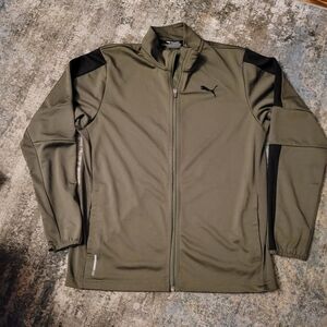 Puma Men's Dark Green and Black Jacket Size M